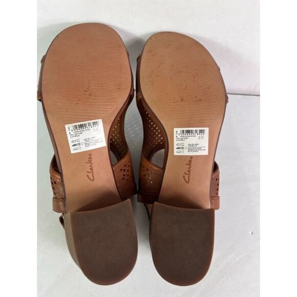 Clarks Sandals Womens 10 Tan Caroleigh Star Heeled Leather Open Toe - Picture 7 of 11